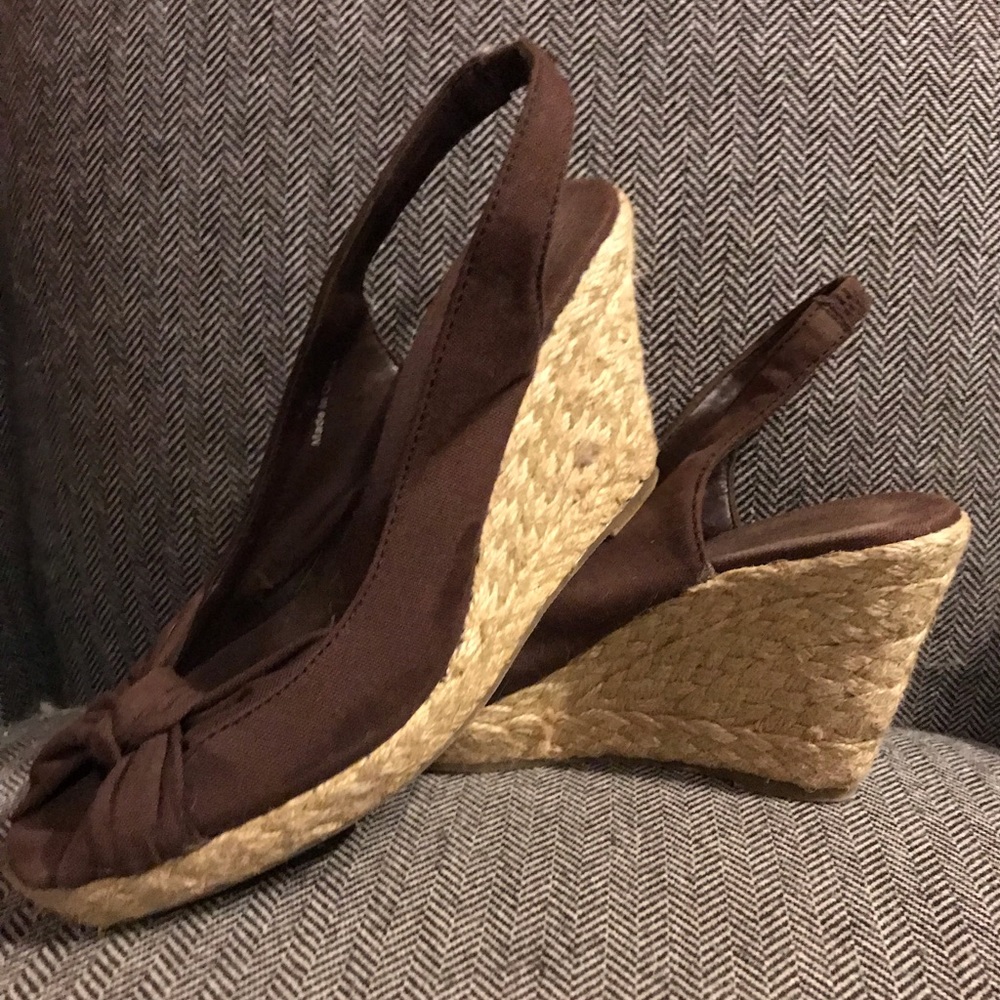 Brown wedge sandals